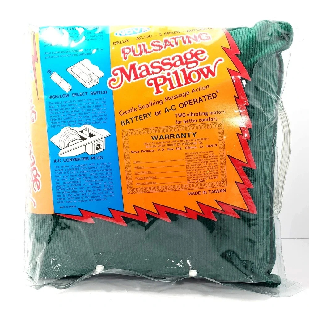 Vintage Nova Products Pulsating Vibration‎ Massage Pillow Green New Tested Works